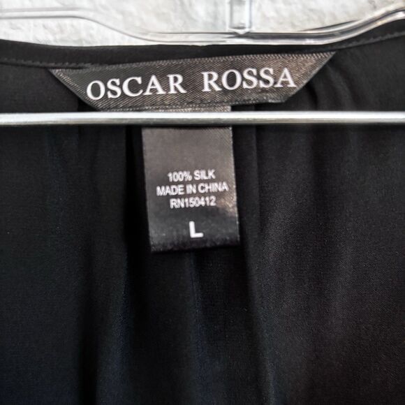 Oscar Rossa Luxury Silk Quarter Sleeve Hand Crochet Sleep Dress Large Minimalist - Picture 3 of 7